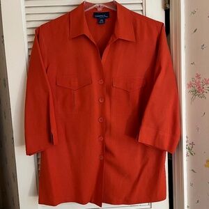 Charter Club Rust Colored Silk/Linen Button Down Shirt/Overshirt 14W